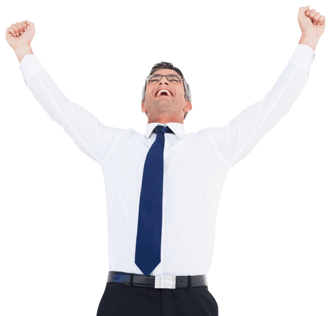 Excited Businessman with Transparent Background Cheering Success - Download Free Stock Videos Pikwizard.com