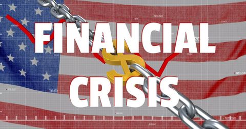 Financial Crisis with Dollar Sign and Red Graph Over US Flag - Download Free Stock Images Pikwizard.com