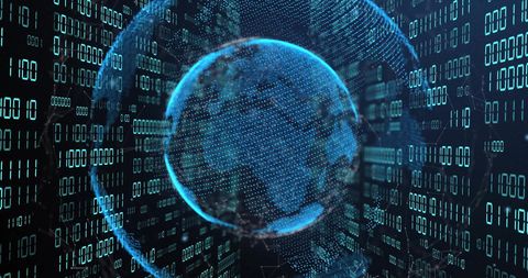 Digital Globe with Binary Code and Data Processing - Download Free Stock Images Pikwizard.com