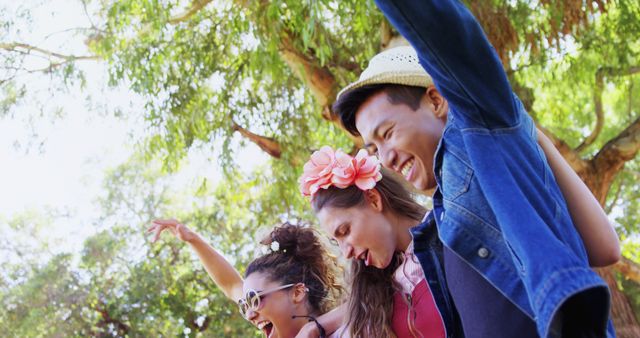 Group of Friends Celebrating Outdoors on Sunny Day - Download Free Stock Images Pikwizard.com