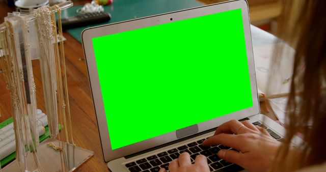 Hands Typing on Laptop with Green Screen in Home Office - Download Free Stock Images Pikwizard.com