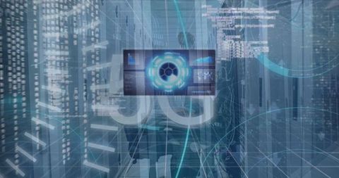 Futuristic Data Network Interface Concept with Servers and Digital Screen - Download Free Stock Images Pikwizard.com