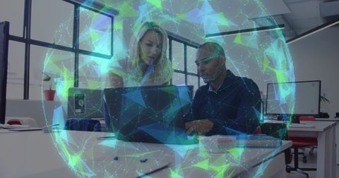 Global Data Overlay with Diverse Business Professionals - Download Free Stock Images Pikwizard.com