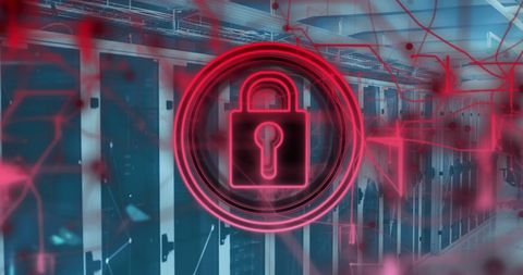 Conceptual Security Padlock Over Technology Data Center - Download Free Stock Images Pikwizard.com