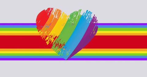 Rainbow Heart on Vibrant Stripe Background for Pride