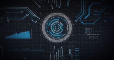Futuristic Digital Interface with Data Visualization and Circuit Art - Download Free Stock Images Pikwizard.com