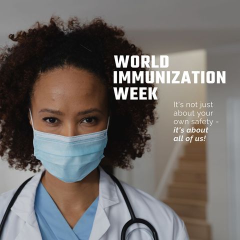 Female African Doctor Promoting World Immunization Week - Download Free Stock Templates Pikwizard.com