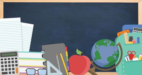Back to School Essentials with Blackboard and Stationery - Download Free Stock Images Pikwizard.com