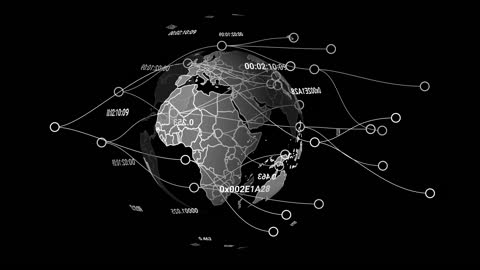 Animated Global Network with Digital Data Connections