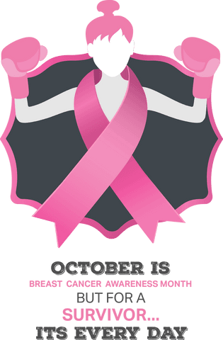 Transparent breast cancer awareness digital tribute graphic