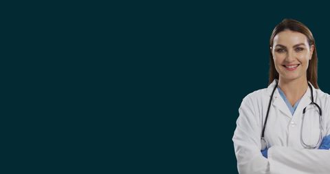 Smiling Female Doctor in White Coat with Stethoscope - Download Free Stock Images Pikwizard.com