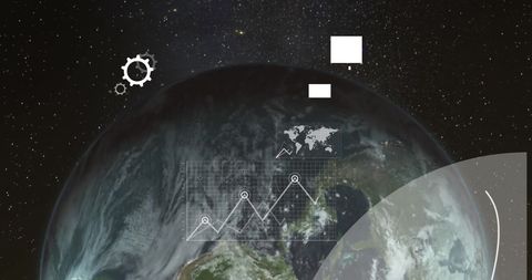 Digital Data Processing Over Earth Globe in Space - Download Free Stock Images Pikwizard.com
