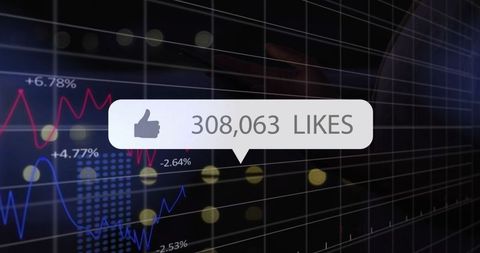Social media engagement data overlaying analytics dashboard