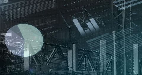 Futuristic Financial Data Overlay on Construction Concepts - Download Free Stock Images Pikwizard.com
