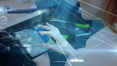 Businesswoman Interacting with Digital Tablet and Network Connections