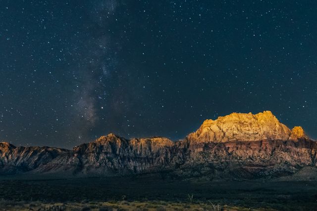 Perfect for promoting natural beauty, travel destinations, camping trips, or astronomy-based education content. Captivating scene for backgrounds, wallpapers, or posters emphasizing the wonder of the night sky and wilderness.