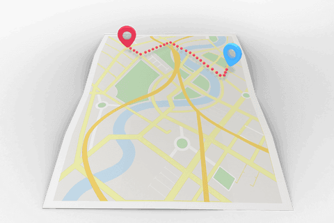 transparent map illustration with route and destination markers - Download Free Stock Videos Pikwizard.com