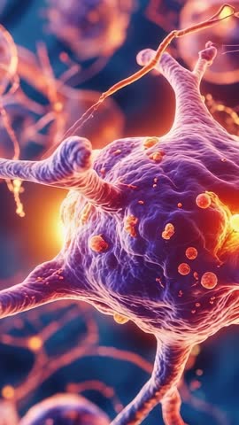 Neuron Network Transmitting Electrical Signals with Vesicle Release Vertical Macro Video