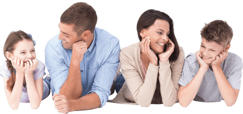 Happy Family Relaxing with Transparent Background