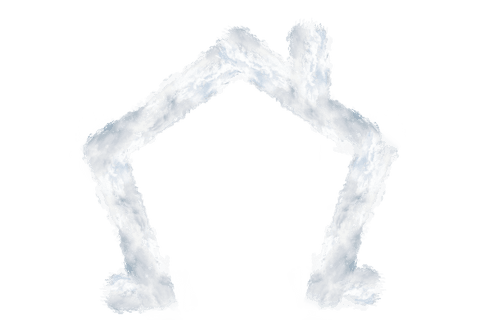 Cloud house illustration on transparent background for eco design