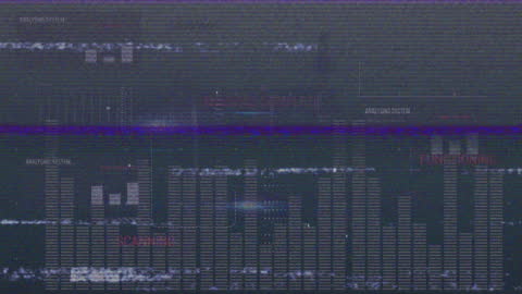 Abstract Digital Glitch with Bar Graphs and Text