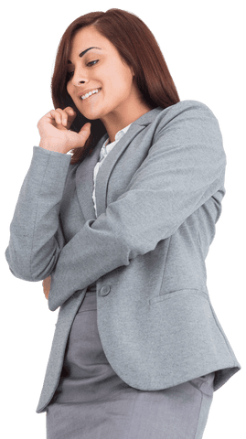Happy Caucasian Businesswoman Smiling on Transparent Background