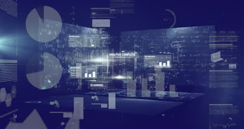 Digital Data Processing Over Blue Interface Background