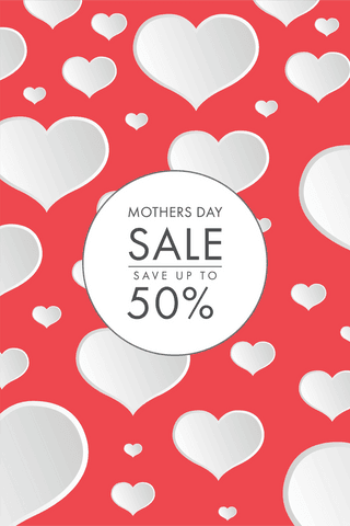 Transparent Mothers Day Sale Banner with White Hearts