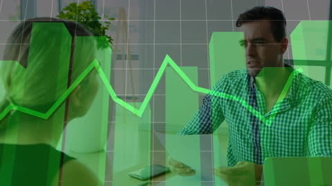 Business Strategy Meeting with Market Analysis Overlay