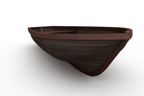 Digital Brown Wooden Boat Illustration on Transparent Background for Travel Design