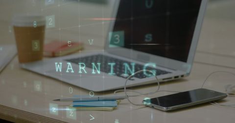 Cyber Threat Warning on Workspace Monitors - Download Free Stock Images Pikwizard.com