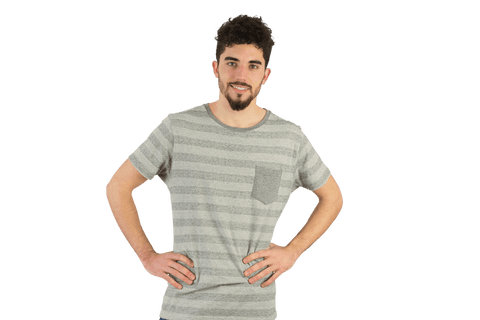 Happy Caucasian Man Hands on Waist Transparent Background