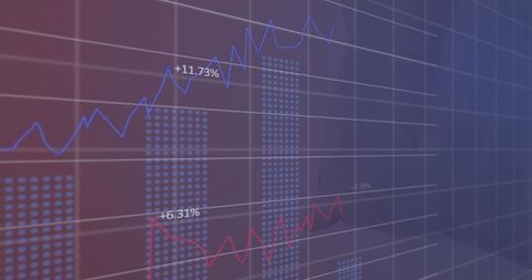 Dynamic Stock Market Graph with Percentage Indicators - Download Free Stock Images Pikwizard.com