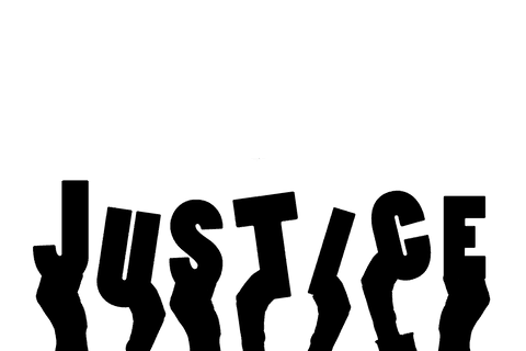 Blindfolded Justice Silhouette with Scales Transparent Background