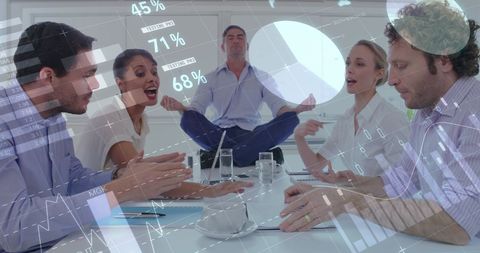 Business stress management with meditation amid meeting