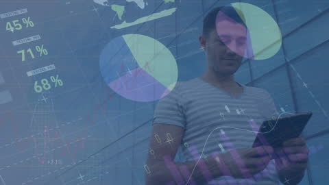 Man Engaged with Business Analytics and Data Visualization