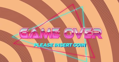 Retro Game Over Insert Coin Backdrop
