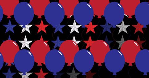 Patriotic Red and Blue Balloons with Stars Background