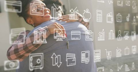 Happy Embrace Celebrating Success with Financial Technology Achievements