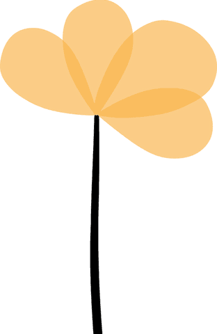 Flat Minimalist Yellow Flower Graphic on Transparent Background