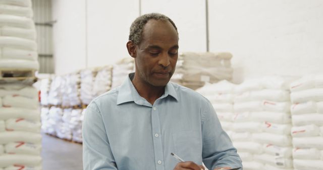 Warehouse Manager Taking Inventory in Storage Facility - Download Free Stock Images Pikwizard.com