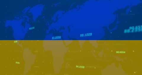 Global Financial Data with Ukraine Flag Overlay - Download Free Stock Images Pikwizard.com