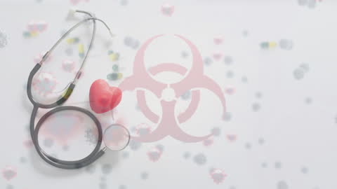 Biohazard Symbol with COVID-19 and Medical Tools Conceptual Illustration