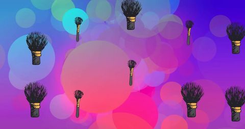 Floating Makeup Brushes on Colorful Light Spot Background - Download Free Stock Images Pikwizard.com