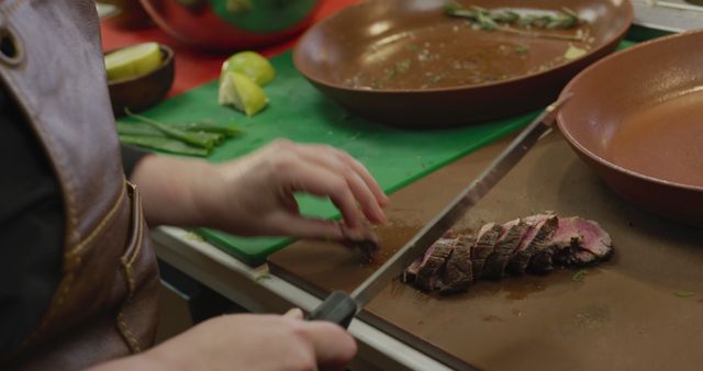 Chef Slicing Tender Beef in Professional Kitchen - Download Free Stock Images Pikwizard.com