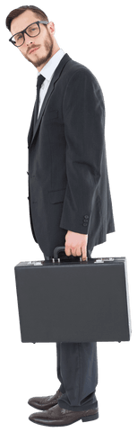 transparent geeky businessman with briefcase - Download Free Stock Videos Pikwizard.com