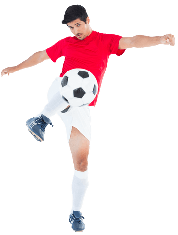 Hispanic Footballer Skillfully Kicking Soccer Ball on Transparent Background - Download Free Stock Videos Pikwizard.com