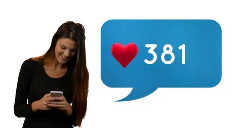 Woman engaging with social media amid rising likes