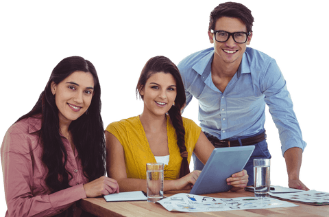 transparent photo of three creative team members in collaborative meeting - Download Free Stock Videos Pikwizard.com