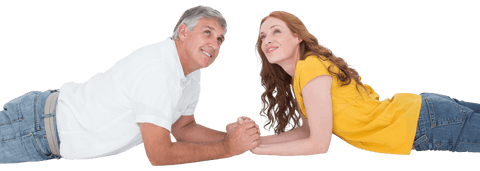Happy Senior Couple Relaxing Together on Transparent Background